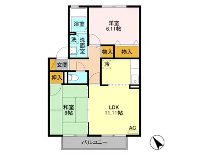 コーポマリーナ B(2LDK/1階)の間取り写真
