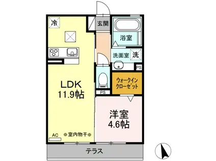 アミティエ(1LDK/1階)の間取り写真