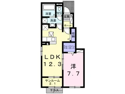 サンロード可児 Ⅱ(1LDK/1階)の間取り写真