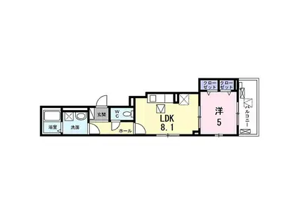 椥辻リバーグレイス(1LDK/1階)の間取り写真