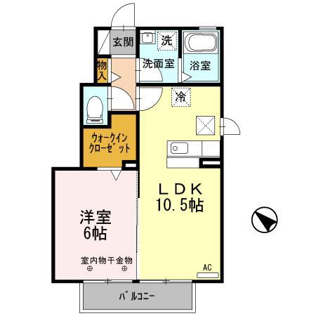 ウィンクルムⅡ(1LDK/1階)の間取り写真