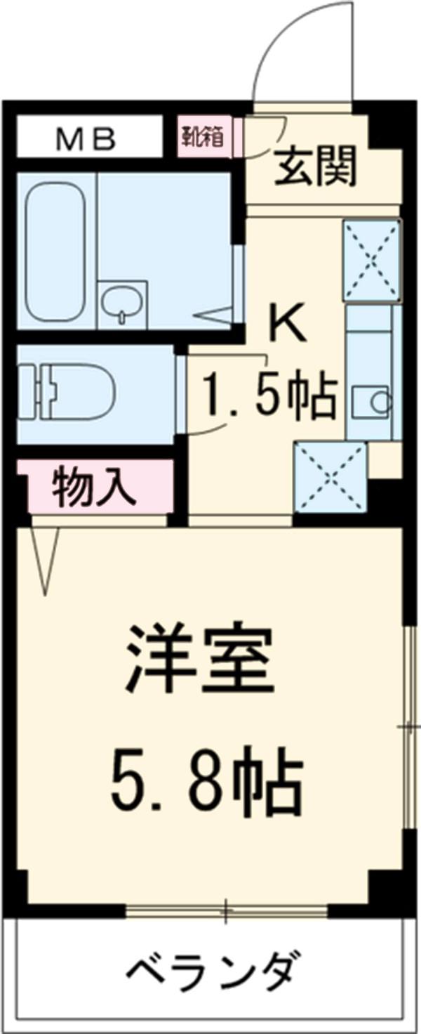 塙田壱番館(1K/2階)の間取り写真