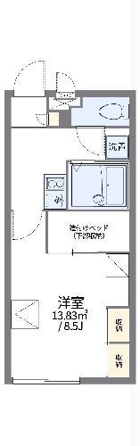 レオパレスウールジー(1K/1階)の間取り写真