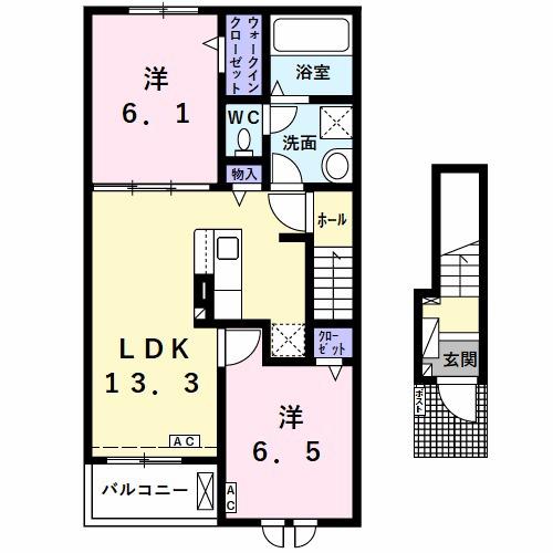 グランターサⅢ(2LDK/2階)の間取り写真