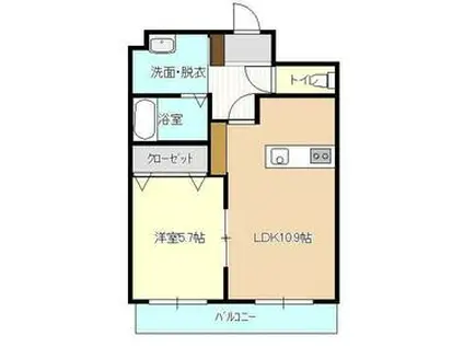 パークサイド中田(1LDK/1階)の間取り写真