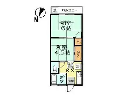 コーポサカエ(2K/2階)の間取り写真