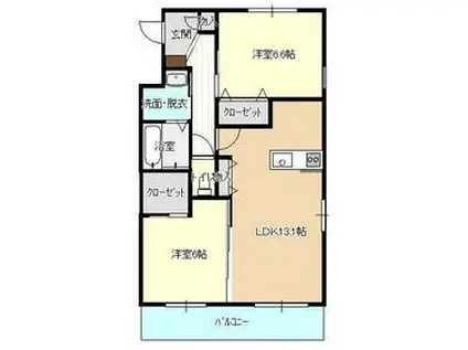 LEUCADIA ルーケディア(2LDK/3階)の間取り写真