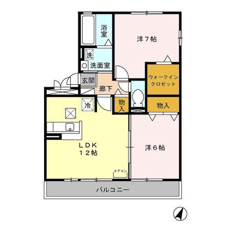 ヴィクトワールⅠ(2LDK/1階)の間取り写真