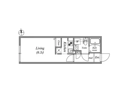 BRANCHE鷺ノ宮Ⅱ(ワンルーム/4階)の間取り写真
