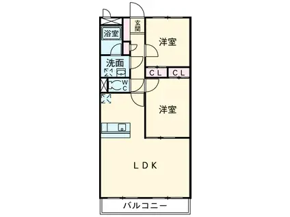 アーバンポイント三好Ⅱ(2LDK/5階)の間取り写真
