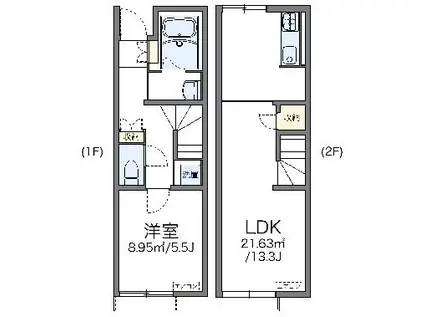 レオネクストキョウエダ(1LDK/1階)の間取り写真
