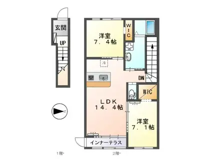 ミントリーフ(2LDK/2階)の間取り写真