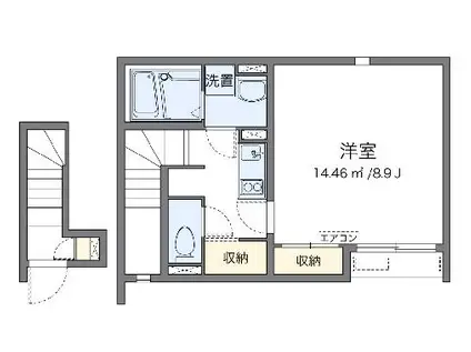 クレイノ向日葵 レジデンス(1K/2階)の間取り写真