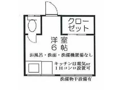 鈴木荘(ワンルーム/2階)の間取り写真
