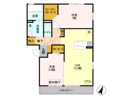 D-ROOM与野公園 B(2LDK/3階)の間取り写真