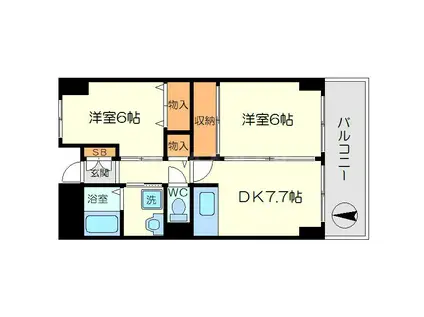 ラフィネ淀川(2DK/3階)の間取り写真