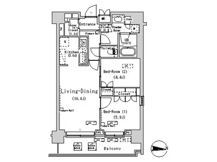 パークアクシス辰巳ステージ(2LDK/11階)の間取り写真