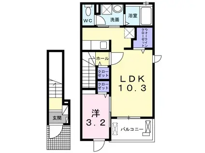 アレグリア ドス(1LDK/2階)の間取り写真