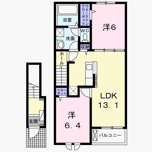 ラフレーズ Ⅰ(2LDK/2階)の間取り写真