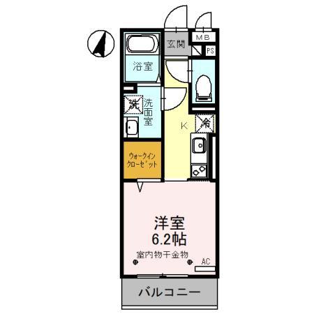 プレイヤード浦和(1K/2階)の間取り写真