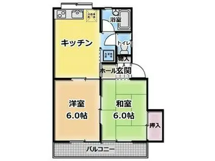 コーポヤマト(2DK/2階)の間取り写真