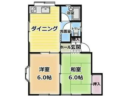 コーポヤマト(2DK/2階)の間取り写真