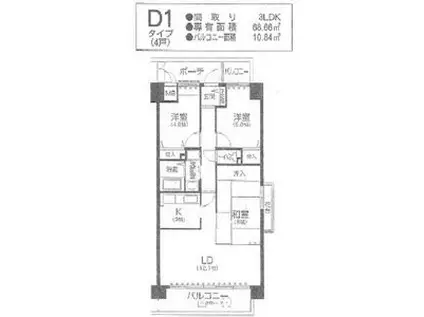グリーンヒルパートII(2SLDK/3階)の間取り写真