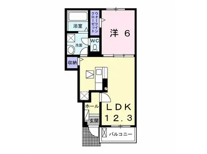 ヴィラ アンソレイユⅡ(1LDK/1階)の間取り写真