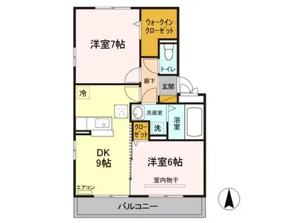 フェアリーテイル(2DK/1階)の間取り写真