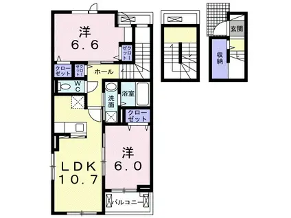 アイダッシュⅡ(2LDK/3階)の間取り写真