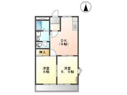 ツインハイムミサト(2DK/3階)の間取り写真