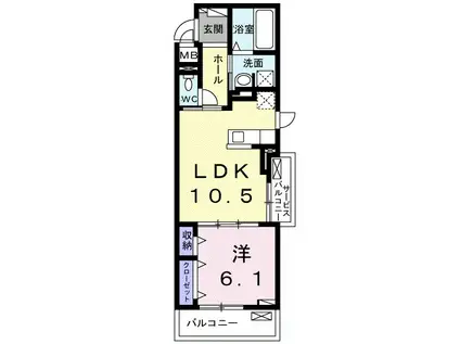 ヴィラプラシードⅡ(1LDK/2階)の間取り写真