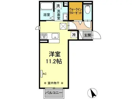 エスポワールⅡ(ワンルーム/1階)の間取り写真