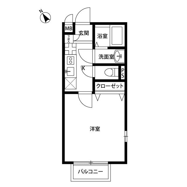 アムール 岡﨑(1K/2階)の間取り写真