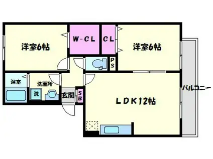 ラ・エスタシオンⅡ(2LDK/2階)の間取り写真
