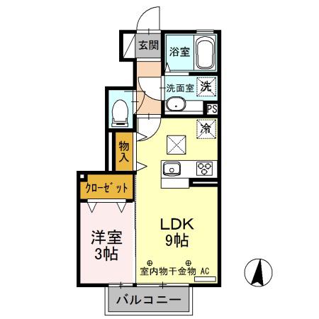 アオーラ泉 B(1LDK/1階)の間取り写真