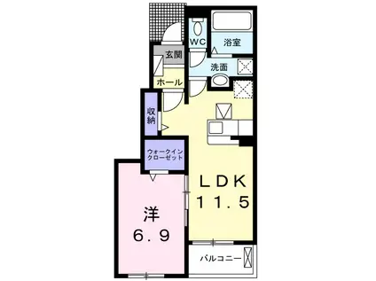 アルカンシェル Ⅲ(1LDK/1階)の間取り写真
