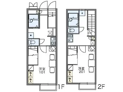レオパレスクレール Ⅰ(1K/2階)の間取り写真