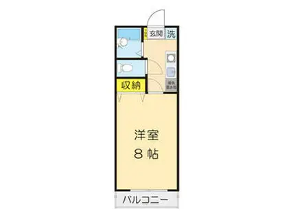 フラットウエストⅢ(1K/1階)の間取り写真