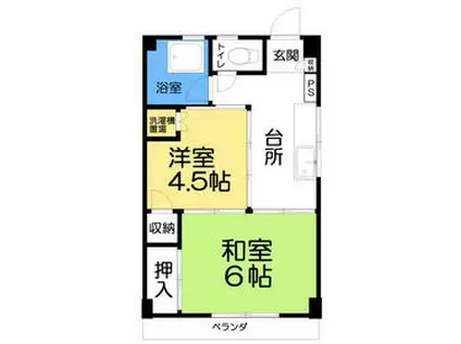 由比ガ浜コーポ(2K/2階)の間取り写真