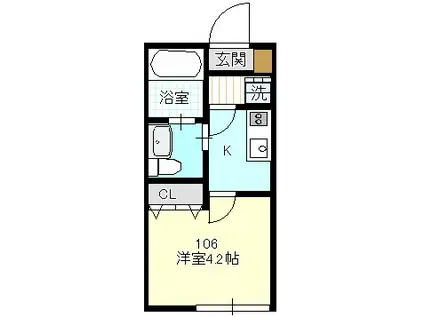 ベイルーム瀬谷2(1K/1階)の間取り写真