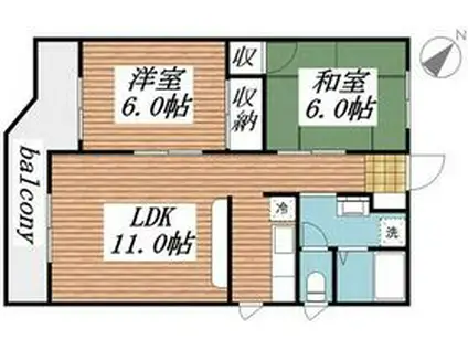 ジョリメゾン(2LDK/2階)の間取り写真