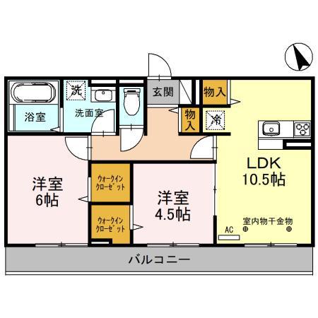 D-ROOM蒲生南町II(2LDK/2階)の間取り写真