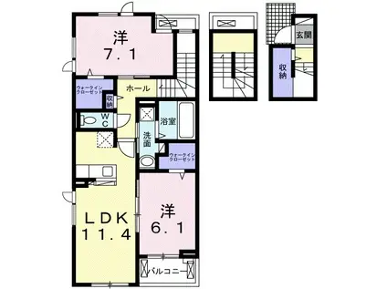 名鉄広見線 新可児駅 徒歩11分 3階建 築3年(2LDK/3階)の間取り写真