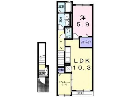東海道本線 藤枝駅 徒歩12分 2階建 築3年(1LDK/2階)の間取り写真