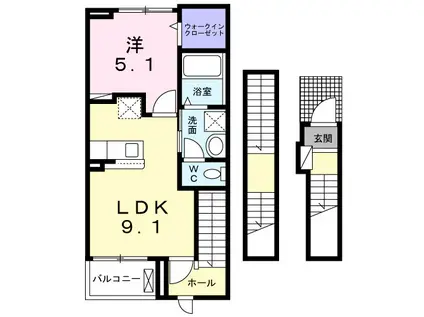リーフレットⅡ(1LDK/3階)の間取り写真