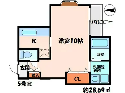 メゾンバニー NO3(1K/2階)の間取り写真