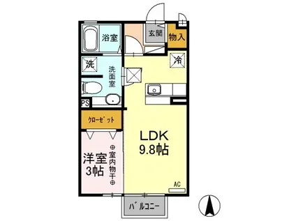 リズメゾン(1LDK/1階)の間取り写真