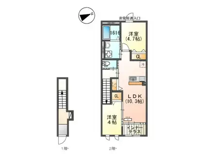 グローリア(2LDK/2階)の間取り写真