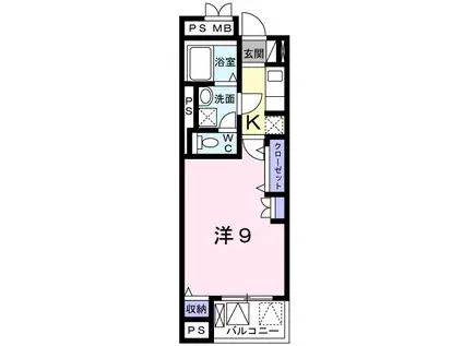 K・SガーデンⅢ(1K/2階)の間取り写真
